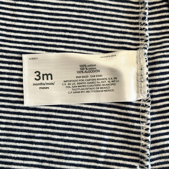 Carter’s summer striped romper (navy& white) baby boy 3m - Picture 5 of 5
